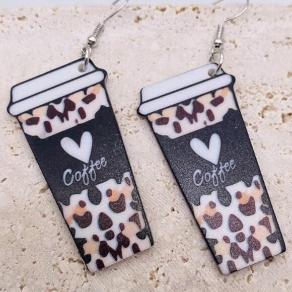 Cute Coffee Latte Dangle Earrings - Picture 1 of 3